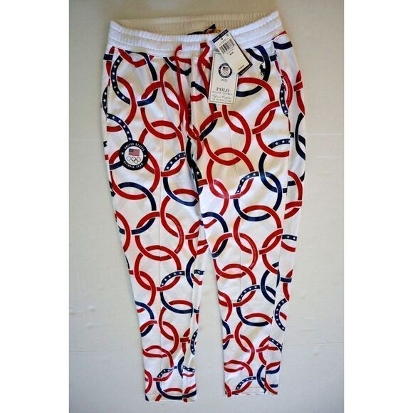 Polo Ralph Lauren Men's Sz M White 2022 USA Olympic Team Fleece Joggers - Picture 1 of 10